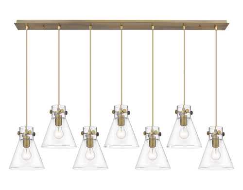 Newton Cone - 7 Light - 52 inch - Brushed Brass - Linear Pendant (127-410-1PS-BB-G411-8CL)