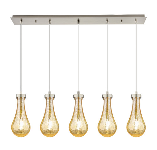Owego - 5 Light - 37 inch - Brushed Satin Nickel - Linear Pendant (125-451-1P-SN-G451-5ME)