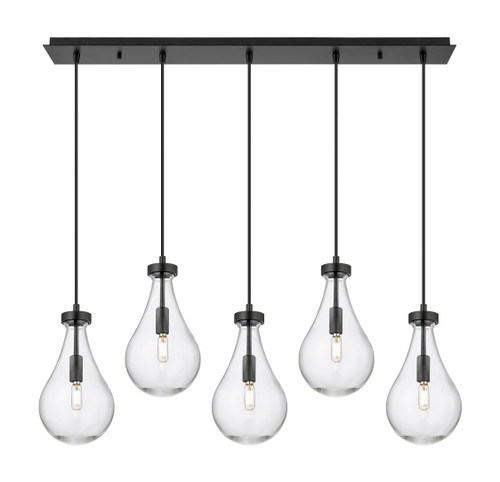 Owego - 5 Light - 37 inch - Matte Black - Linear Pendant (125-451-1P-BK-G451-7CL)