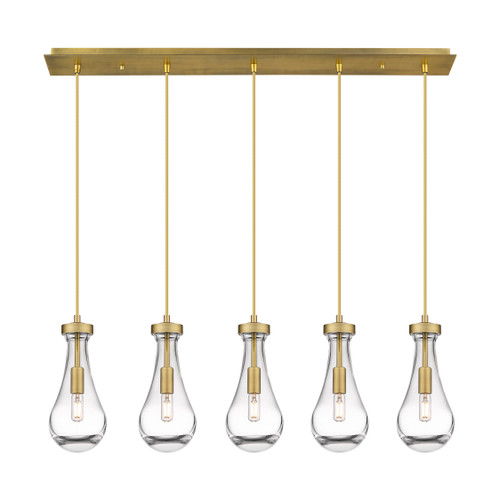 Owego - 5 Light - 37 inch - Brushed Brass - Linear Pendant (125-451-1P-BB-G451-5CL)