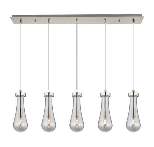 Owego - 5 Light - 37 inch - Brushed Satin Nickel - Linear Pendant (125-451-1P-SN-G451-4SM)