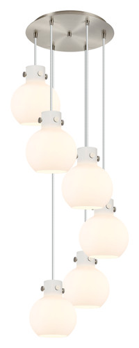 Newton Sphere - 6 Light - 19 inch - Brushed Satin Nickel - Cord hung - Multi Pendant (116-410-1PS-SN-G410-8WH)