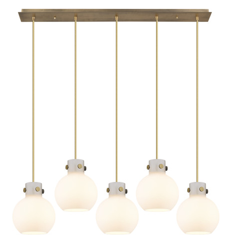 Newton Sphere - 5 Light - 40 inch - Brushed Brass - Cord hung - Linear Pendant (125-410-1PS-BB-G410-8WH)