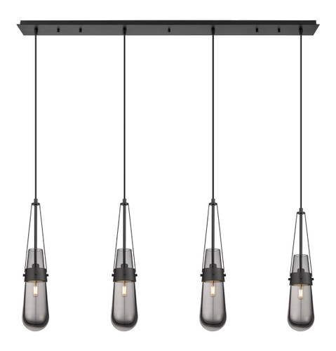 Milan - 4 Light - 48 inch - Matte Black - Linear Pendant (124-452-1P-BK-G452-4SM)