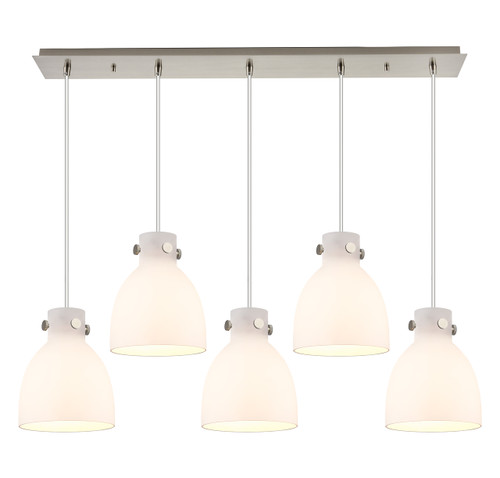 Newton Bell - 5 Light - 40 inch - Brushed Satin Nickel - Linear Pendant (125-410-1PS-SN-G412-8WH)