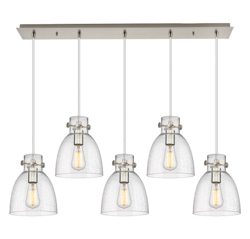 Newton Bell - 5 Light - 40 inch - Brushed Satin Nickel - Linear Pendant (125-410-1PS-SN-G412-8SDY)