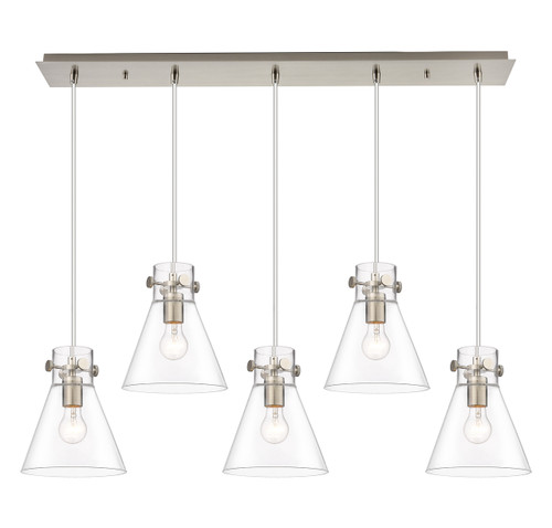 Newton Cone - 5 Light - 40 inch - Brushed Satin Nickel - Linear Pendant (125-410-1PS-SN-G411-8CL)
