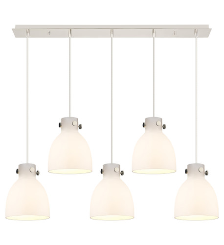 Newton Bell - 5 Light - 40 inch - Polished Nickel - Linear Pendant (125-410-1PS-PN-G412-8WH)
