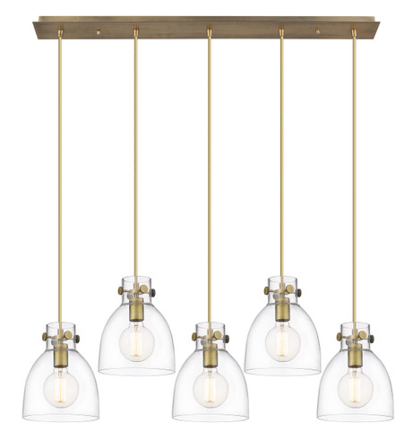 Newton Bell - 5 Light - 40 inch - Brushed Brass - Linear Pendant (125-410-1PS-BB-G412-8CL)