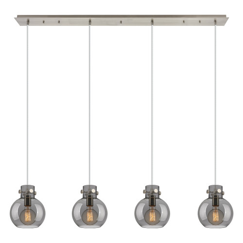 Newton Sphere - 4 Light - 52 inch - Brushed Satin Nickel - Cord hung - Linear Pendant (124-410-1PS-SN-G410-8SM)