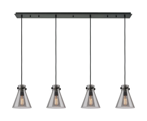 Newton Cone - 4 Light - 52 inch - Matte Black - Linear Pendant (124-410-1PS-BK-G411-8SM)