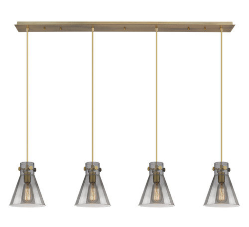Newton Cone - 4 Light - 52 inch - Brushed Brass - Linear Pendant (124-410-1PS-BB-G411-8SM)