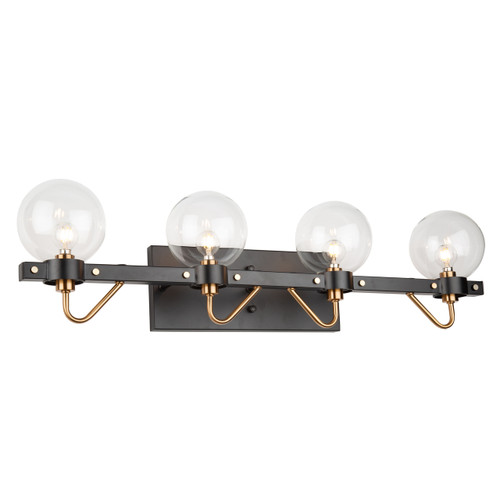 Chelton 4 Light Matte Black & Harvest Brass Vanity Light (AC11424CL)