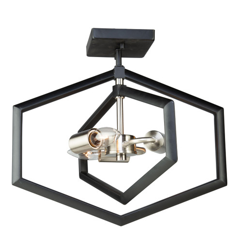 Preston 3 Light Semi Matte Black & Brushed Nickel Pendant (AC10993NB)