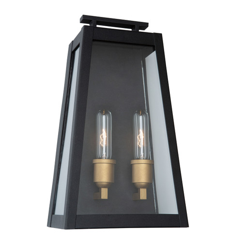 Charlestown 2 Light Black, Vintage Gold Outdoor Wall Light (AC8109BK)