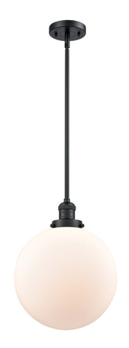 Beacon - 1 Light - 12 inch - Matte Black - Stem Hung - Mini Pendant (201S-BK-G201-12-LED)