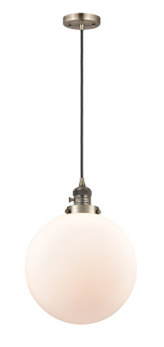Beacon - 1 Light - 12 inch - Antique Brass - Cord hung - Mini Pendant (201CSW-AB-G201-12-LED)