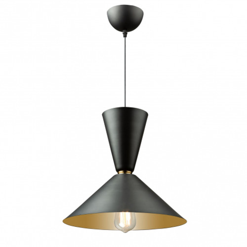 Tempo 1 Light Matte Black & Brass Pendant (SC13292BK)