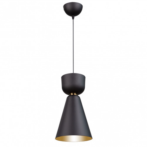 Tempo 1 Light Matte Black & Brass Pendant (SC13290BK)