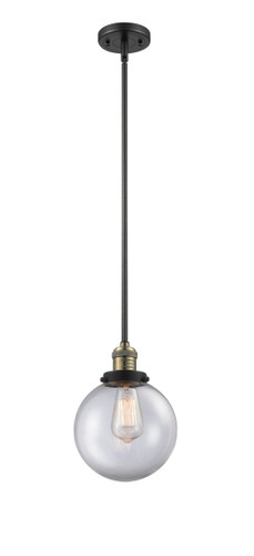Beacon - 1 Light - 8 inch - Black Antique Brass - Stem Hung - Mini Pendant (201S-BAB-G202-8-LED)