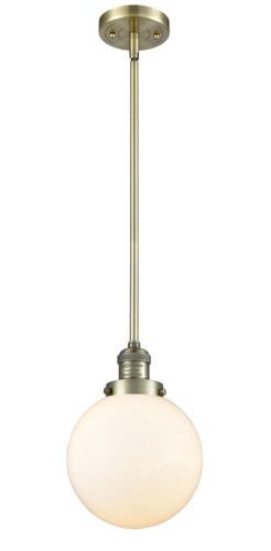 Beacon - 1 Light - 8 inch - Antique Brass - Stem Hung - Mini Pendant (201S-AB-G201-8-LED)
