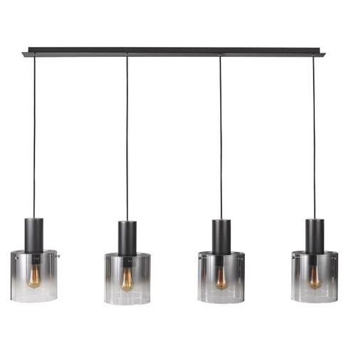 Henley 4 Light Satin Black & Smoke Glass Island Light (AC11526SM)