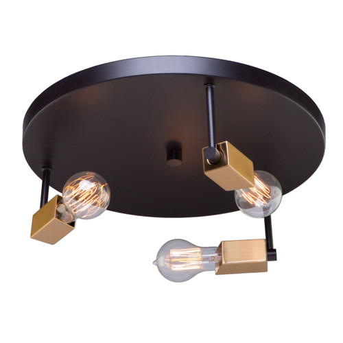 Skyline 3 Light Dark Bronze & Satin Brass Flush Mount (AC11103)