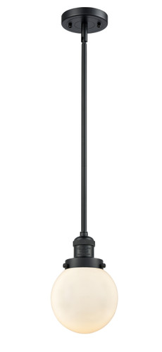Beacon - 1 Light - 6 inch - Matte Black - Stem Hung - Mini Pendant (201S-BK-G201-6-LED)