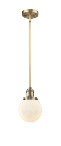 Beacon - 1 Light - 6 inch - Brushed Brass - Stem Hung - Mini Pendant (201S-BB-G201-6-LED)