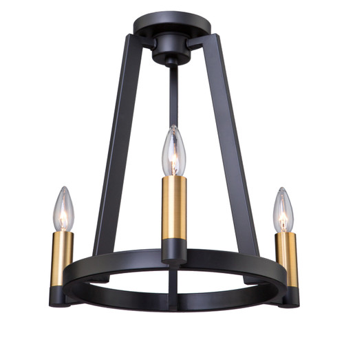 Regent 3 Light Black & Satin Brass Semi-Flush Mount (AC11123)