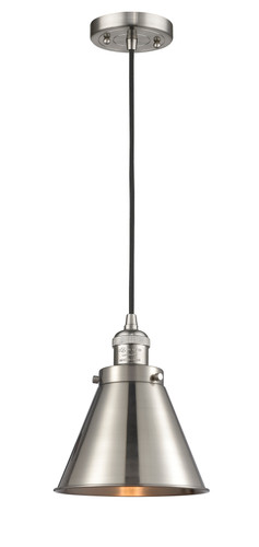 Appalachian - 1 Light - 8 inch - Brushed Satin Nickel - Cord hung - Mini Pendant (201C-SN-M13-SN-LED)