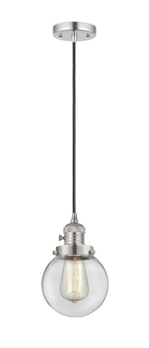 Beacon - 1 Light - 6 inch - Polished Nickel - Cord hung - Mini Pendant (201CSW-PN-G202-6-LED)