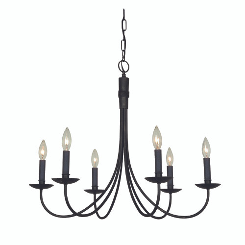 Wrought Iron 6 Light Black Chandelier (AC1786EB)