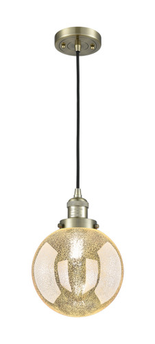 Beacon - 1 Light - 8 inch - Antique Brass - Cord hung - Mini Pendant (201C-AB-G208-8)
