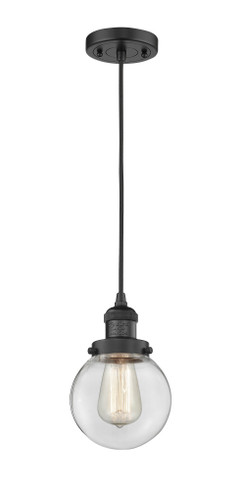 Beacon - 1 Light - 6 inch - Matte Black - Cord hung - Mini Pendant (201C-BK-G202-6-LED)