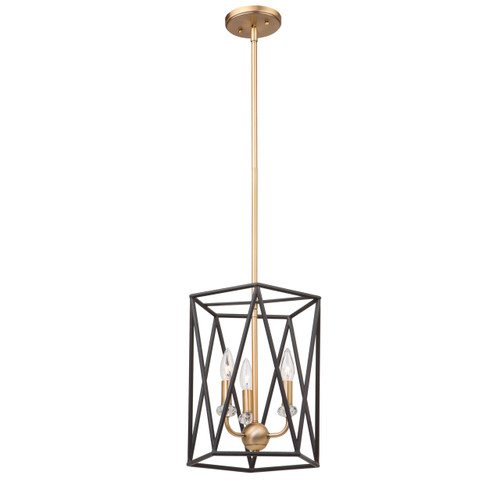 Harmony 3 Light Black & Satin Brass Chandelier (AC11031)