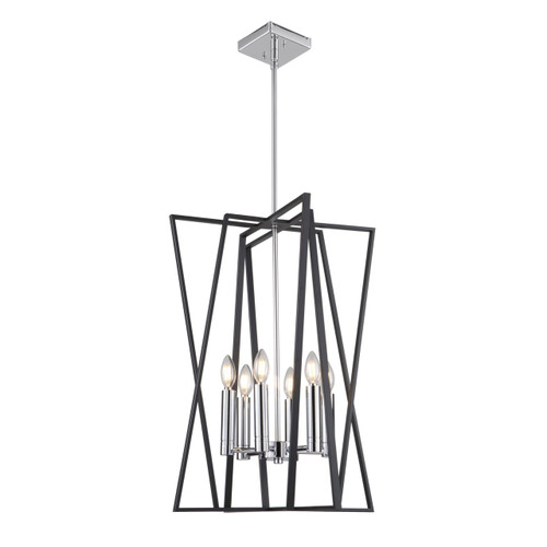 Middleton 6 Light Matte Black & Polished Chrome Chandelier (AC11386)