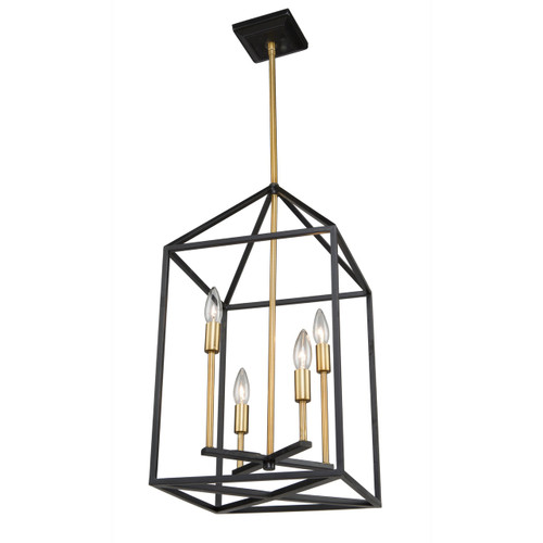 Twilight 4 Light Matte Black & Harvest Brass Chandelier (SC13074)