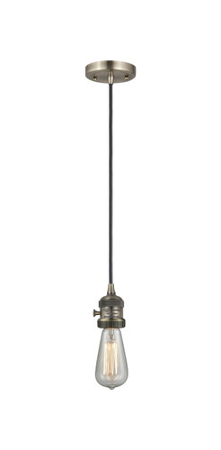 Bare Bulb - 1 Light - 3 inch - Antique Brass - Cord hung - Mini Pendant (201CSW-AB-LED)