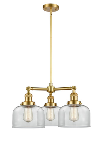 Bell - 3 Light - 22 inch - Satin Gold - Stem Hung - Chandelier (207-SG-G72-LED)