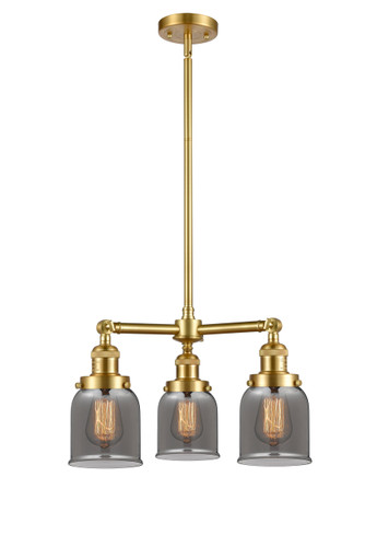 Bell - 3 Light - 19 inch - Satin Gold - Stem Hung - Chandelier (207-SG-G53)