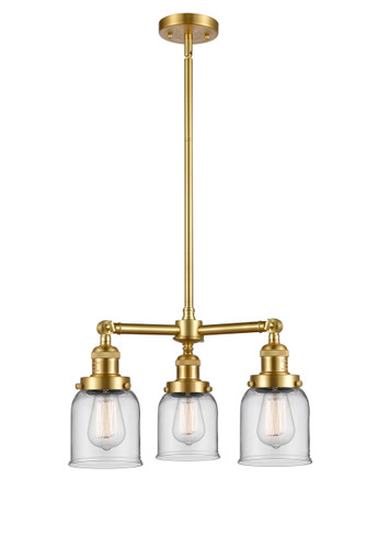 Bell - 3 Light - 19 inch - Satin Gold - Stem Hung - Chandelier (207-SG-G52)