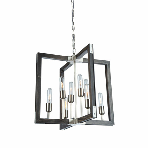 Gatehouse 8 Light Dark Pine & Brushed Nickel Chandelier (AC11658BN)