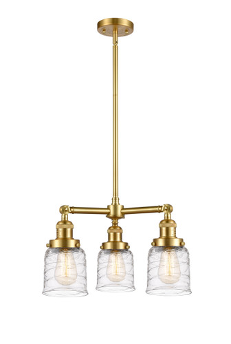Bell - 3 Light - 19 inch - Satin Gold - Stem Hung - Chandelier (207-SG-G513-LED)