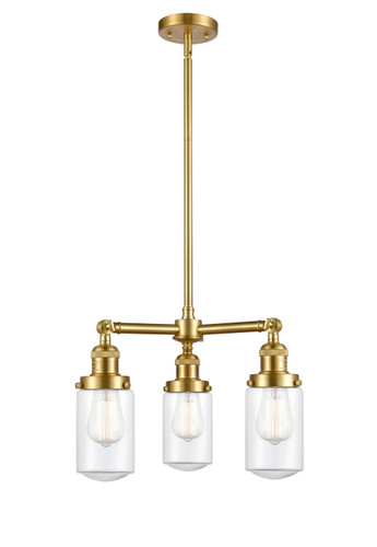 Dover - 3 Light - 17 inch - Satin Gold - Stem Hung - Chandelier (207-SG-G312)