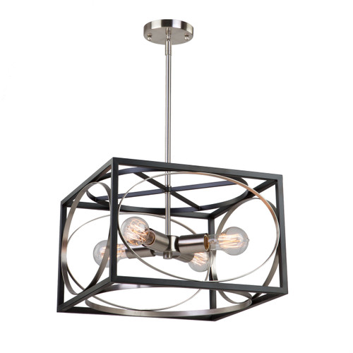 Corona 4 Light Black & Polished Nickel Chandelier (CL15094)