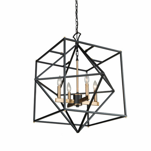 Roxton 4 Light Matte Black & Harvest Brass Chandelier (AC11204)