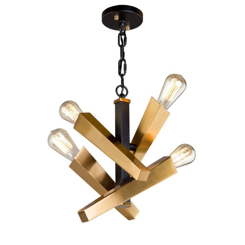 Olympia 4 Light Black & Satin Brass Chandelier (AC11154)