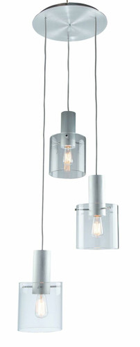 Henley 3 Light Brushed Aluminum & Clear Glass Pendant (AC11523CL)