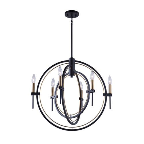 Anglesey 6 Light Matte Black & Harvest Brass Chandelier (AC11456)